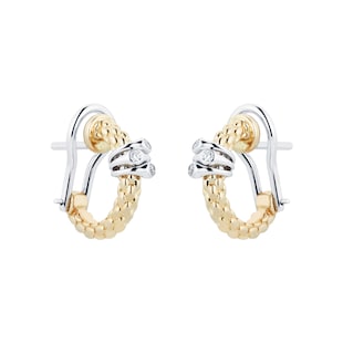FOPE 18ct Yellow & White Gold Flex'it Prima 0.08cttw Diamond Earrings