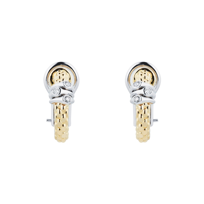 FOPE 18ct Yellow & White Gold Flex'it Prima 0.08cttw Diamond Earrings