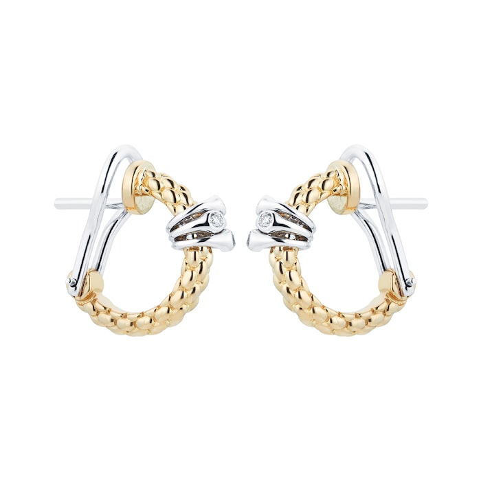 FOPE 18ct Yellow & White Gold Flex'it Prima 0.08cttw Diamond Earrings