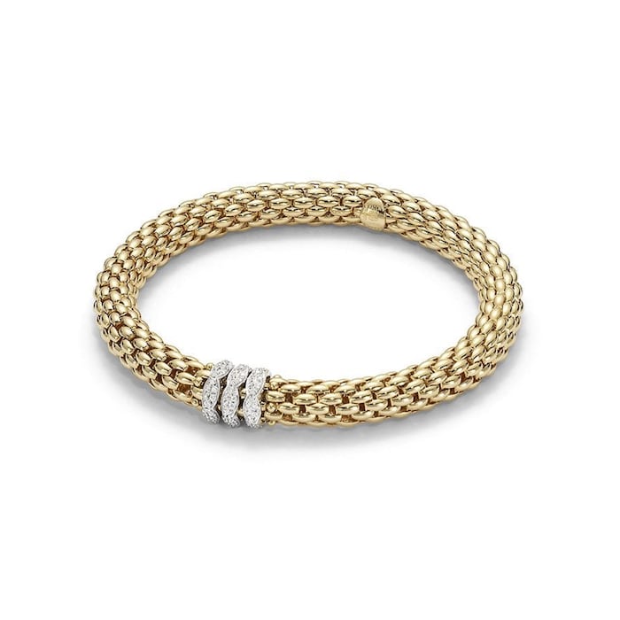 FOPE 18ct Yellow Gold Flex'it Love Nest Diamond Bracelet