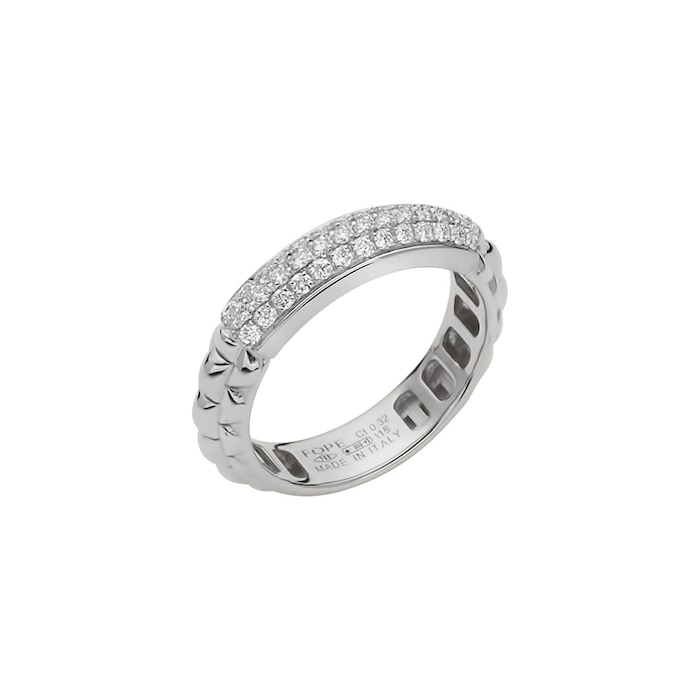 Fope 18ct White Gold Diamond Eka Anni Ring - Ring Size M