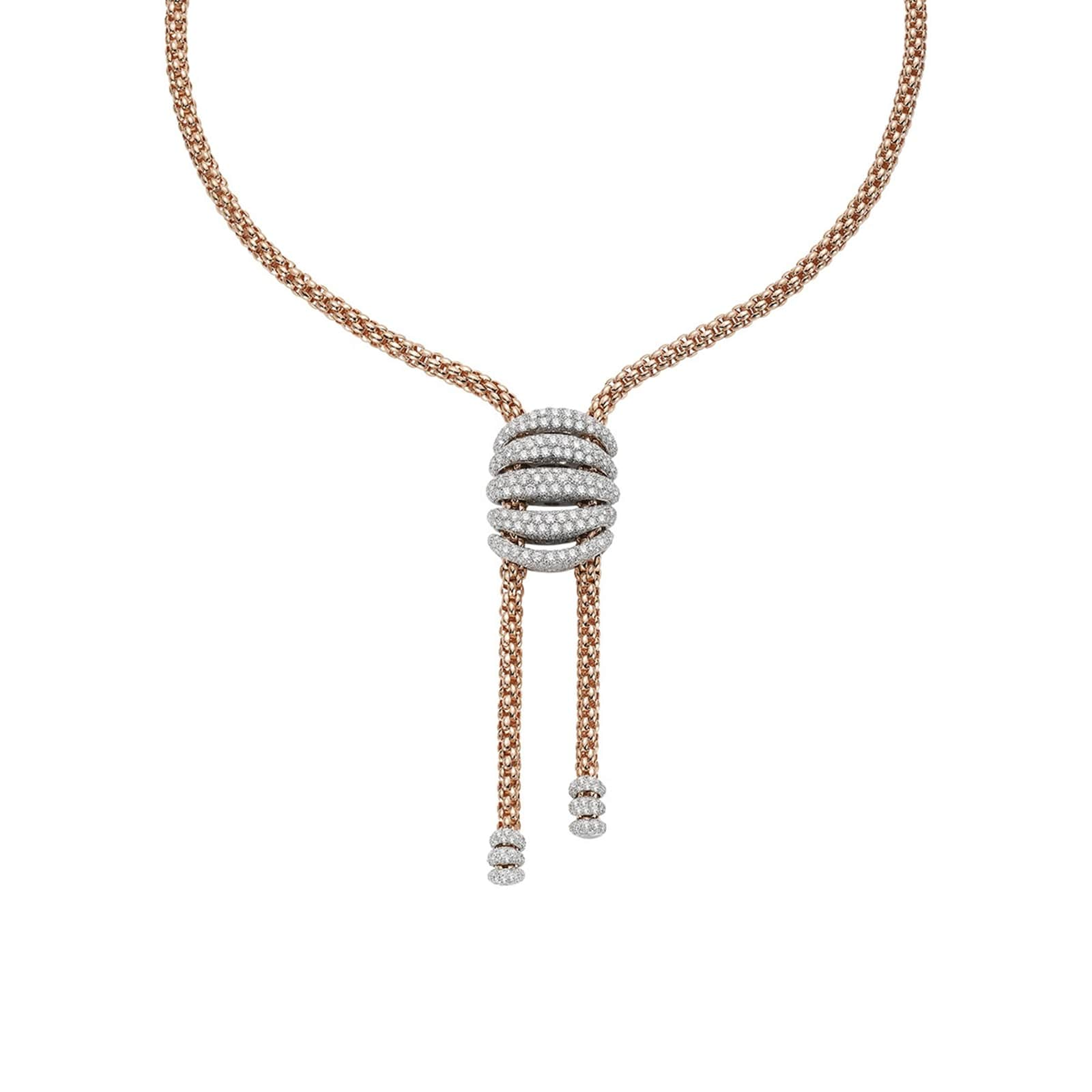 FOPE 18ct Rose & White Gold MiaLuce Necklace 665FR PAVE | Mappin and Webb