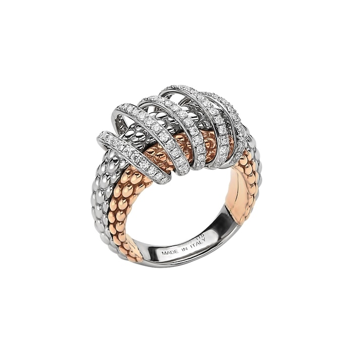 Fope 18ct White & Rose Gold Diamond Mialuce Ring - Ring Size M