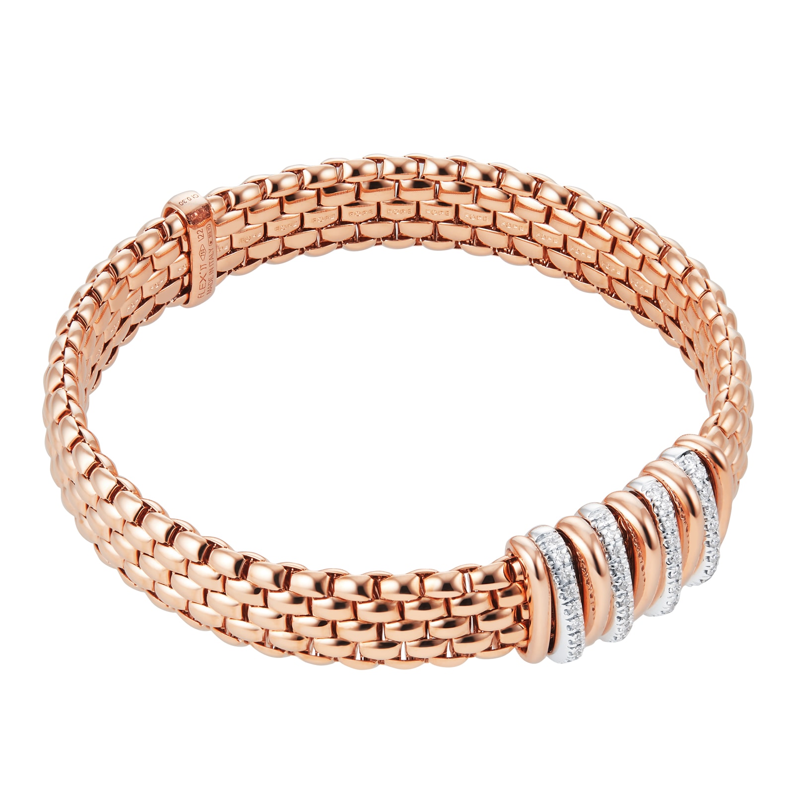 Fope 18ct White & Rose Gold Panorama Pave 0.30cttw Diamond Bracelet Fope 18ct White & Rose Gold Panorama Pave 0.30cttw Diamond Bracelet