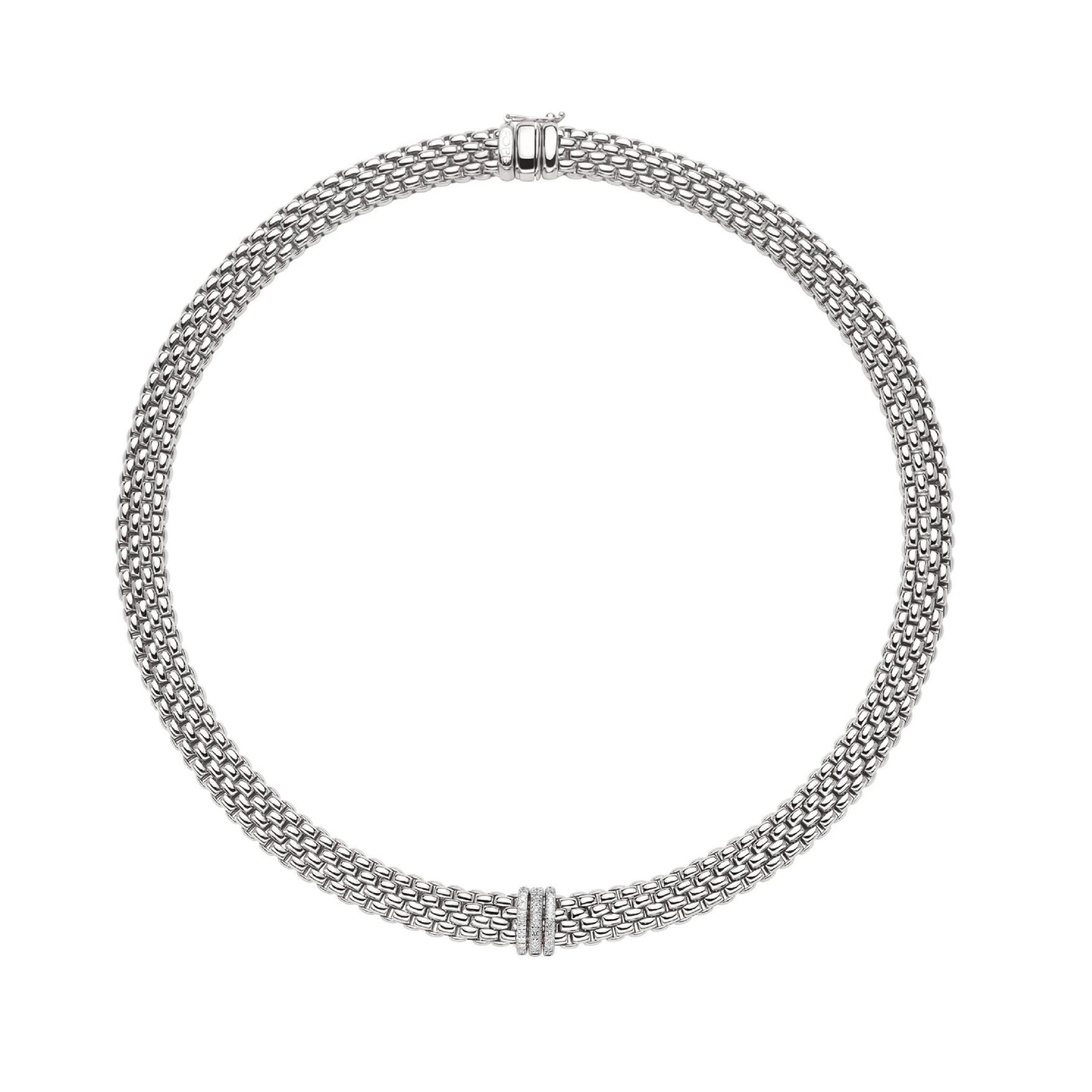 18ct White Gold Panorama Pave 0.23cttw Diamond Necklace
