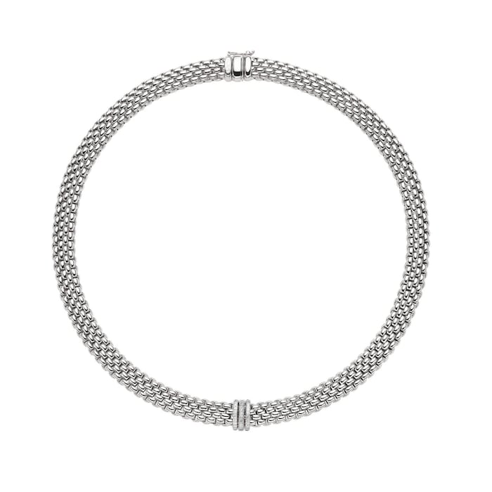 Fope 18ct White Gold Panorama Pave 0.23cttw Diamond Necklace