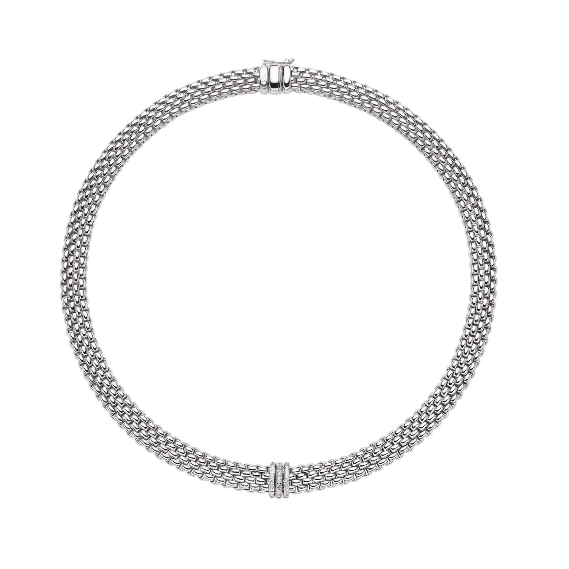 Fope 18ct White Gold Panorama Pave 0.23cttw Diamond Necklace