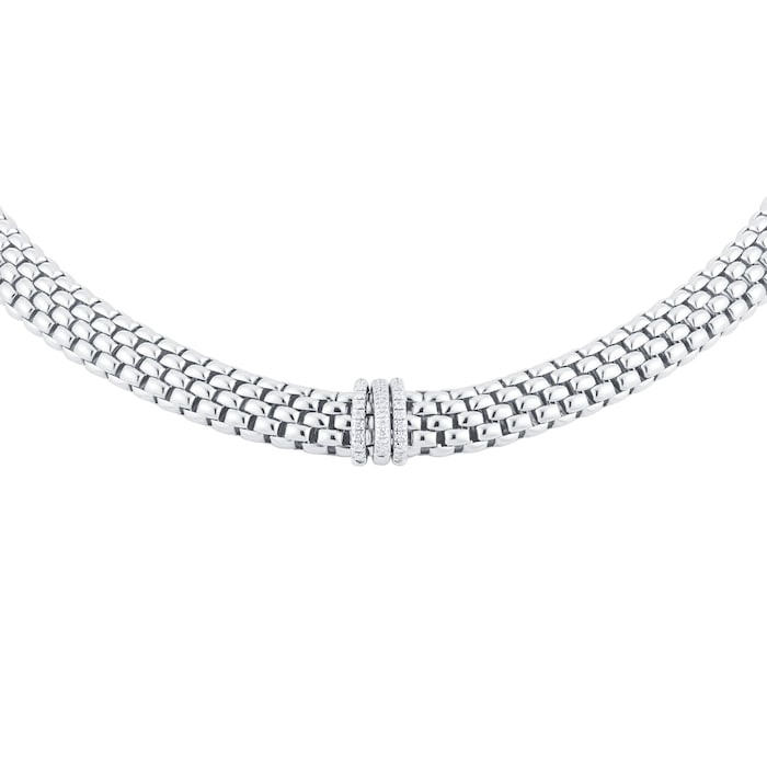 Fope 18ct White Gold Panorama Pave 0.23cttw Diamond Necklace