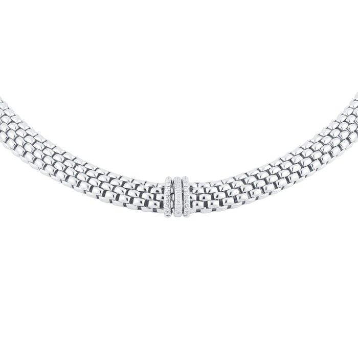 Fope 18ct White Gold Panorama Pave 0.23cttw Diamond Necklace