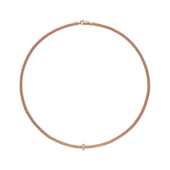 FOPE 18ct Rose Gold Prima 0.18ct Diamond Necklace