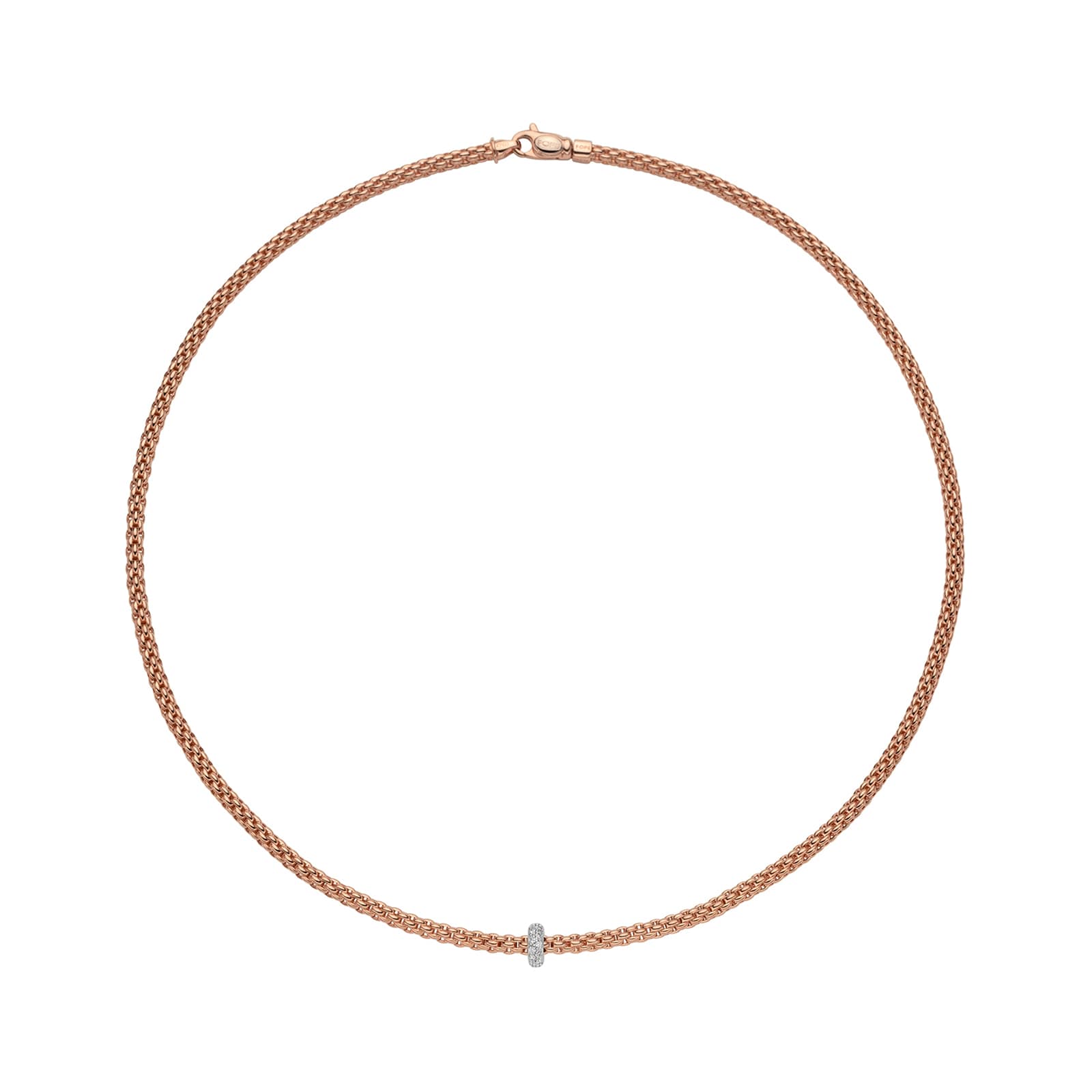 FOPE 18ct Rose Gold Prima 0.18ct Diamond Necklace