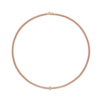 FOPE 18ct Rose Gold Prima 0.18ct Diamond Necklace FOPE 18ct Rose Gold Prima 0.18ct Diamond Necklace