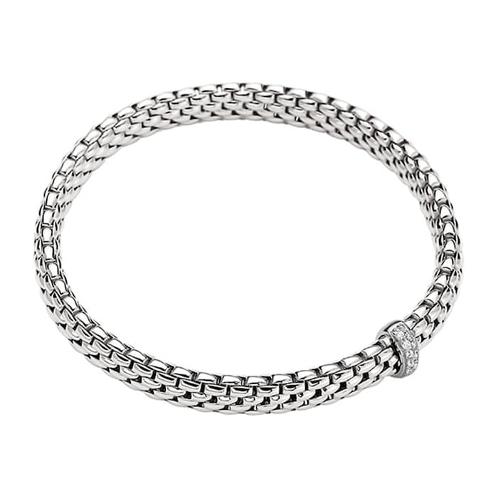 Fope 18k White Gold 0.10cttw Diamond Vendome Bracelet - Size Medium