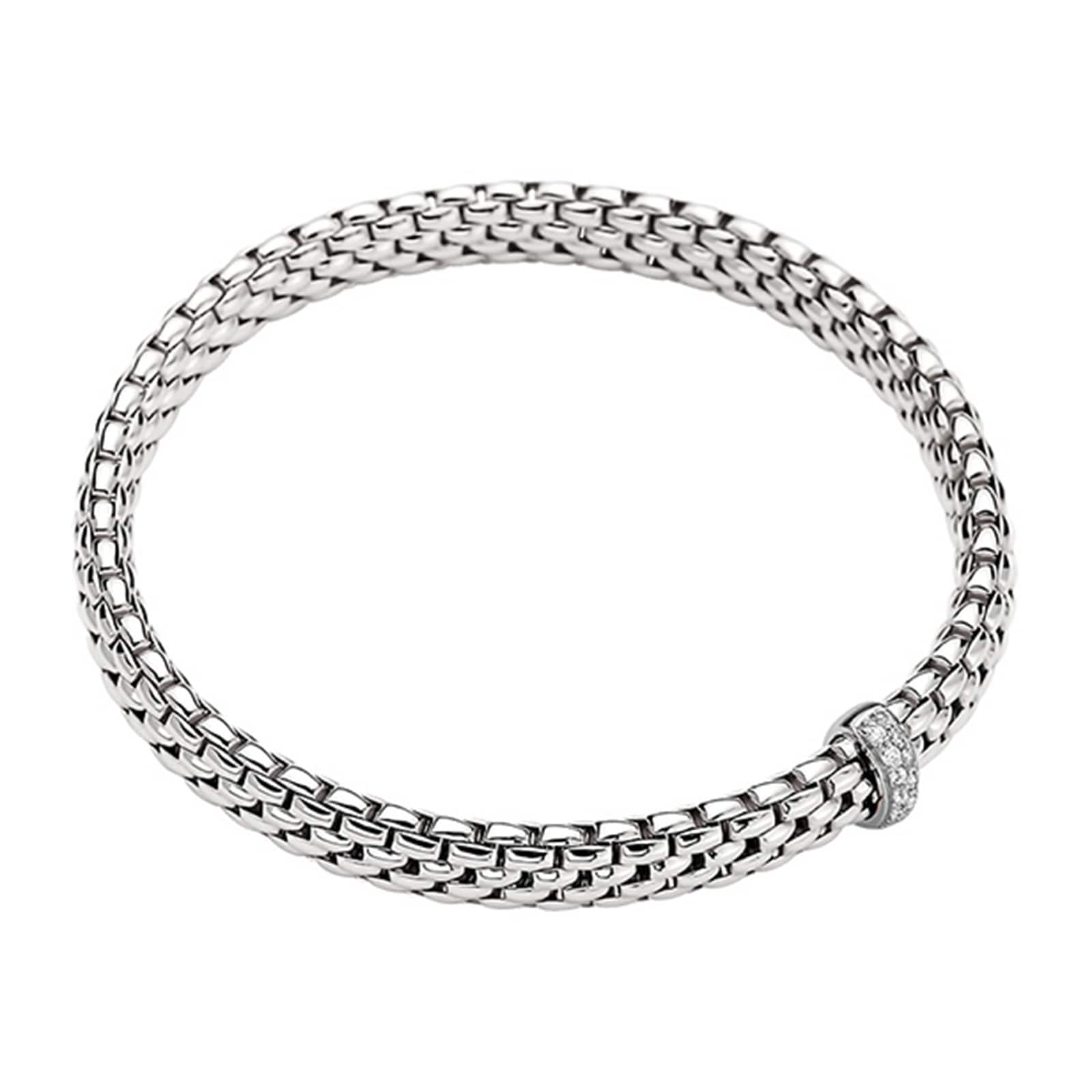 Fope 18k White Gold 0.10cttw Diamond Vendome Bracelet - Size Medium Fope 18k White Gold 0.10cttw Diamond Vendome Bracelet - Size Medium