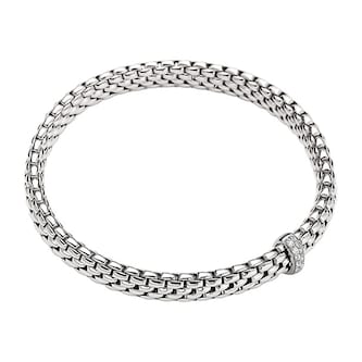 Fope 18k White Gold 0.10cttw Diamond Vendome Bracelet - Size Medium Fope 18k White Gold 0.10cttw Diamond Vendome Bracelet - Size Medium