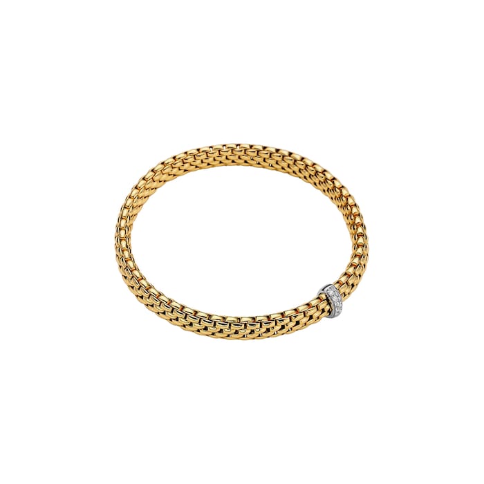 Fope 18k Yellow Gold 0.10cttw Diamond Vendome Bracelet Size Medium