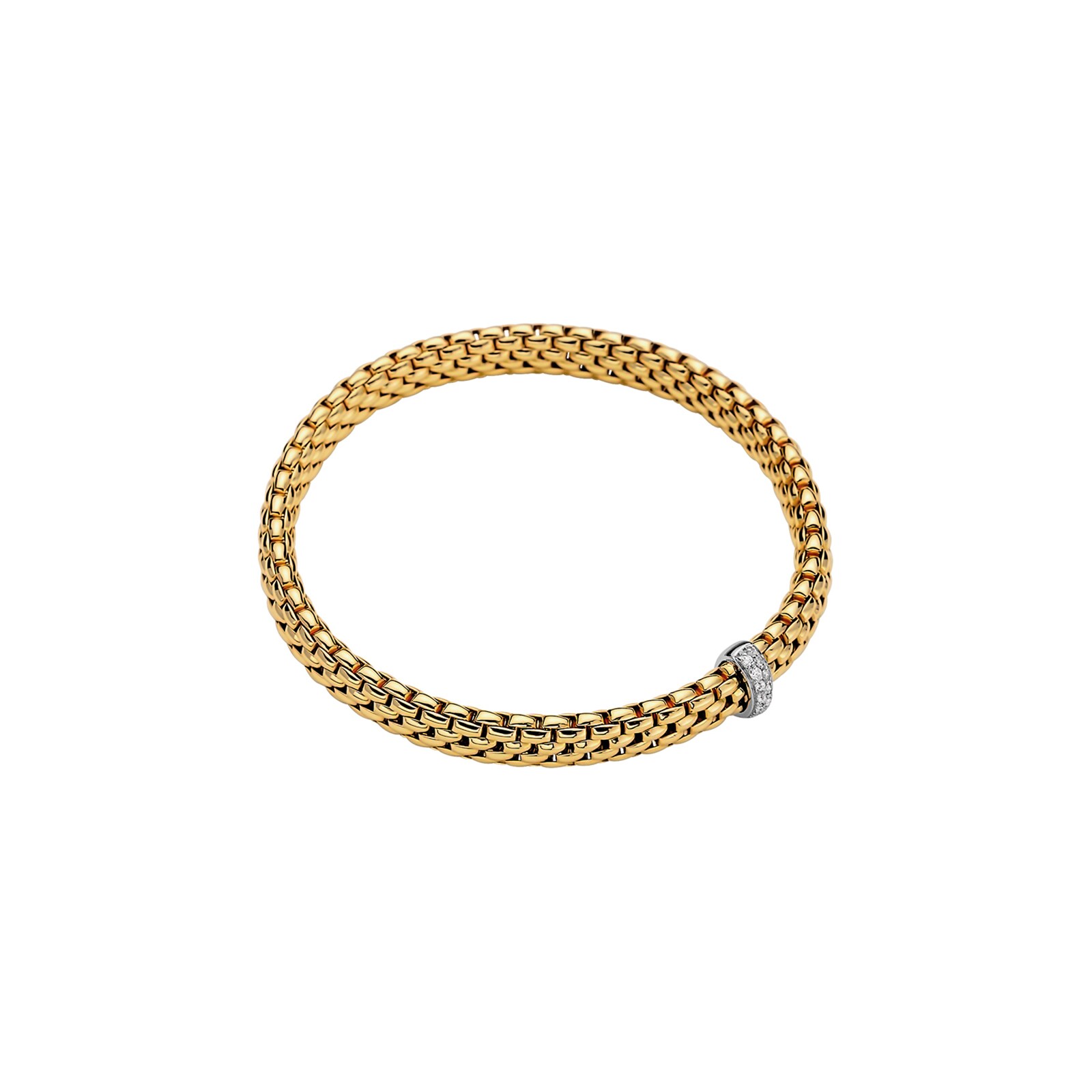 Fope 18k Yellow Gold 0.10cttw Diamond Vendome Bracelet Size Medium