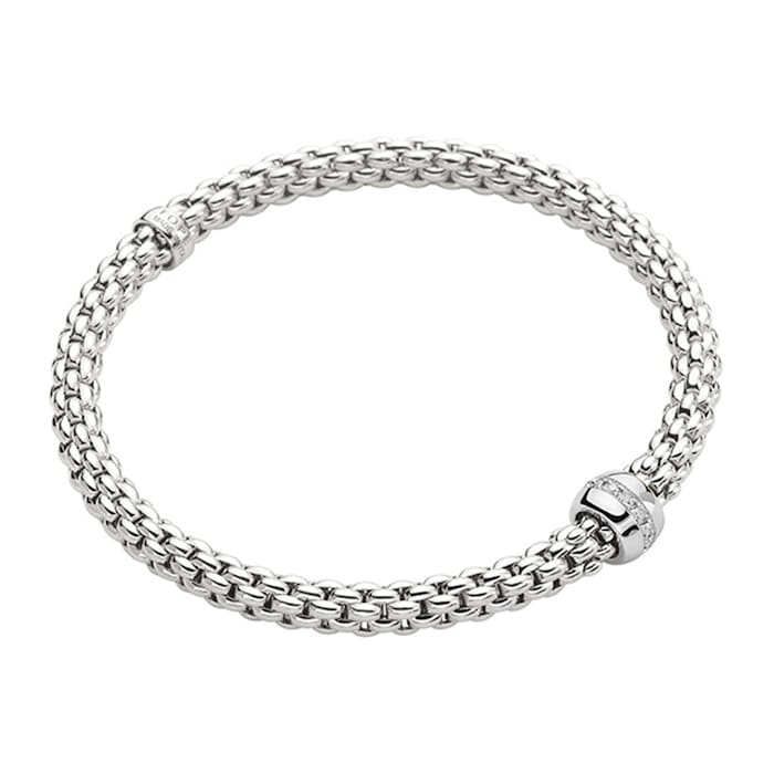 Fope 18k White Gold 0.10cttw Diamond Vendome Bracelet - Size Medium