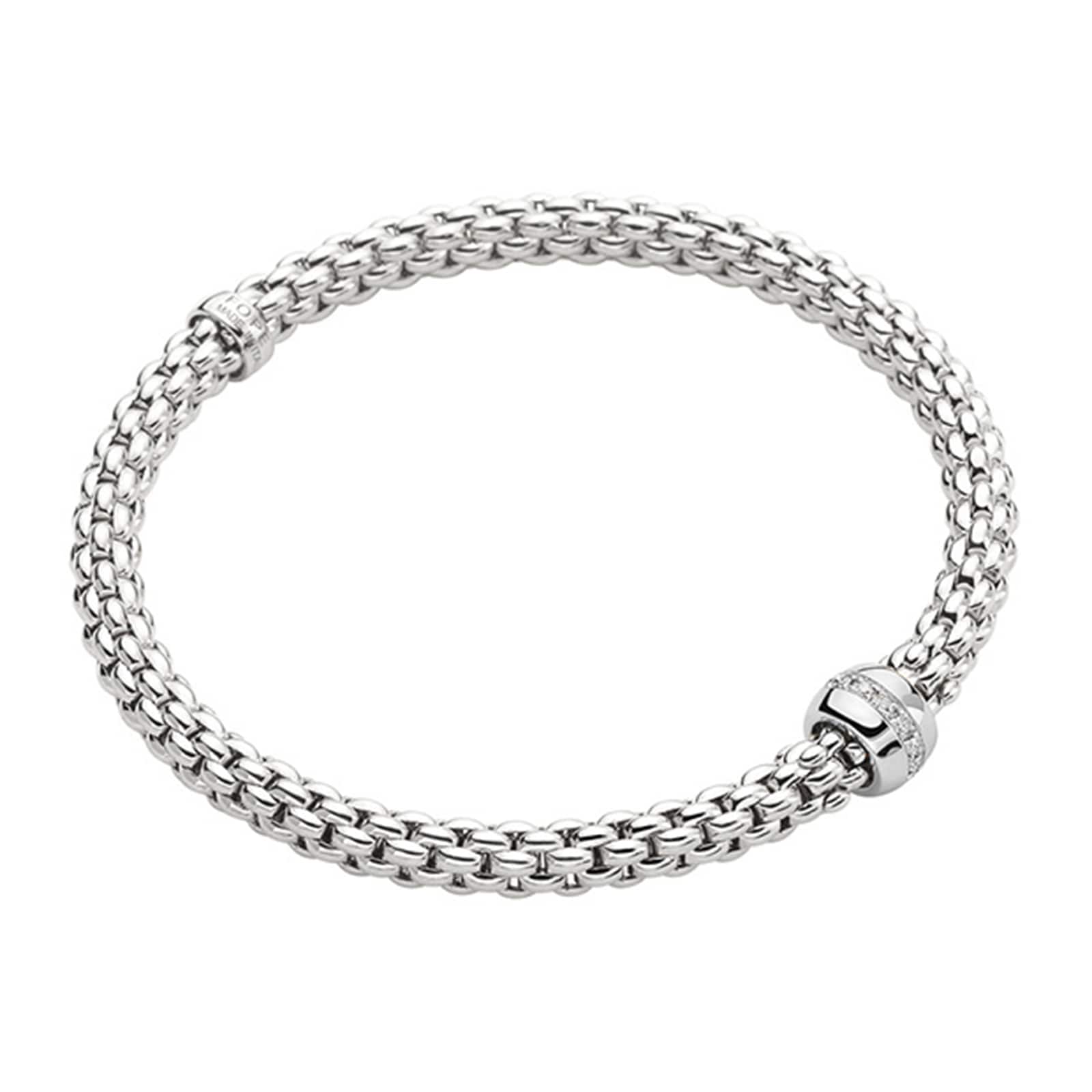 Fope 18k White Gold 0.10cttw Diamond Vendome Bracelet - Size Medium Fope 18k White Gold 0.10cttw Diamond Vendome Bracelet - Size Medium