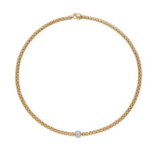 Fope 18k Yellow Gold 0.29cttw Diamond Solo Necklace 17"