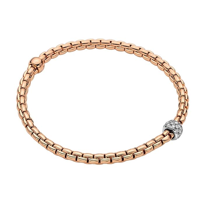 Fope 18k Rose Gold 0.19cttw Diamond EKA Tiny Bracelet - Size Medium