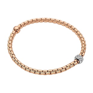 Fope 18k Rose Gold 0.19cttw Diamond EKA Tiny Bracelet - Size Medium