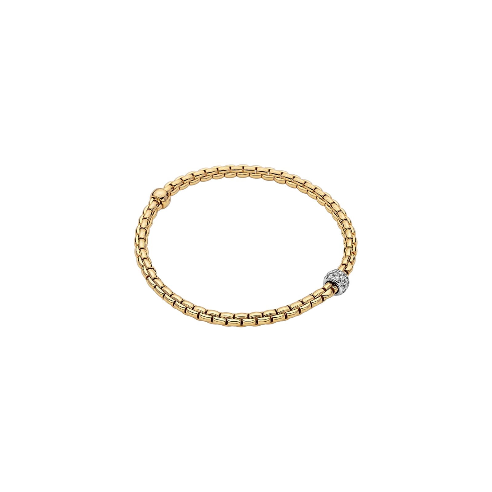 Fope 18k Yellow Gold 0.19cttw Diamond EKA Tiny Bracelet Size Medium
