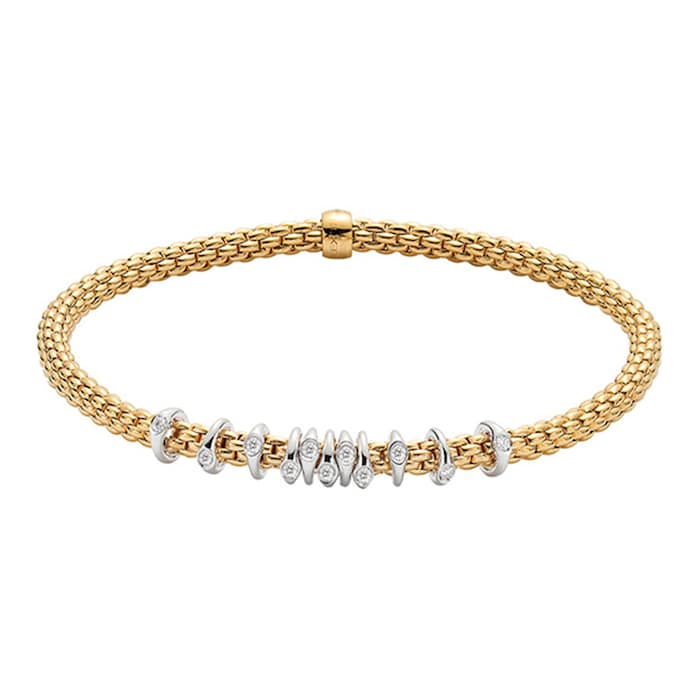 Fope 18k Yellow Gold 0.07cttw Diamond Prima Bracelet - Size Small