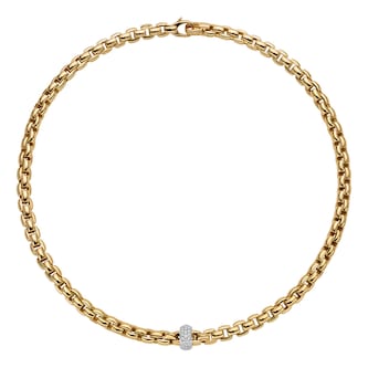 Fope 18k Yellow Gold 0.40cttw Diamond EKA Anniversario Necklace 17"