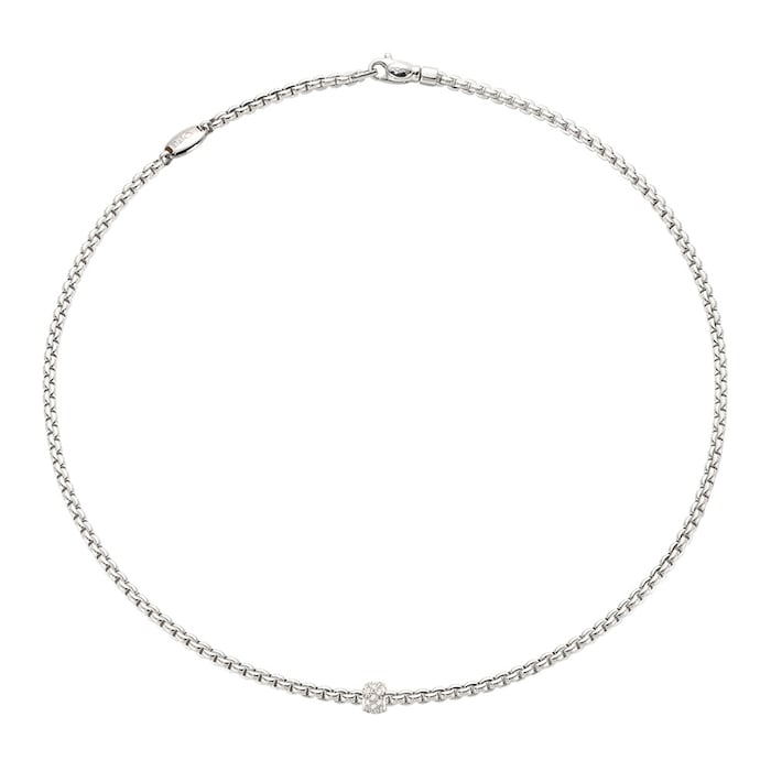 Fope 18k White Gold 0.19cttw Diamond EKA Tiny Necklace 24"