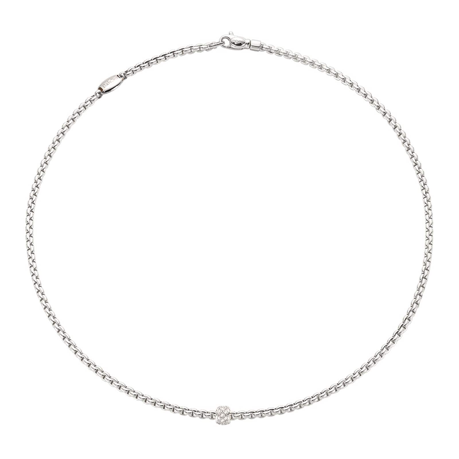 Fope 18k White Gold 0.19cttw Diamond EKA Tiny Necklace 24"