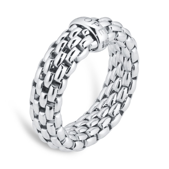 Fope Essentials 18ct White Gold Flex'it 7mm Medium Ring