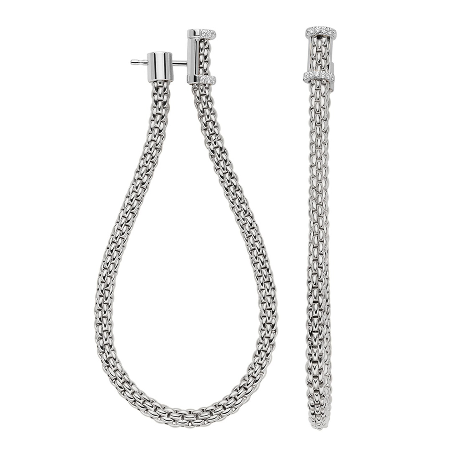 Fope Essentials Flex'it 18ct White Gold Large Teardrop 0.17cttw Diamond Earrings