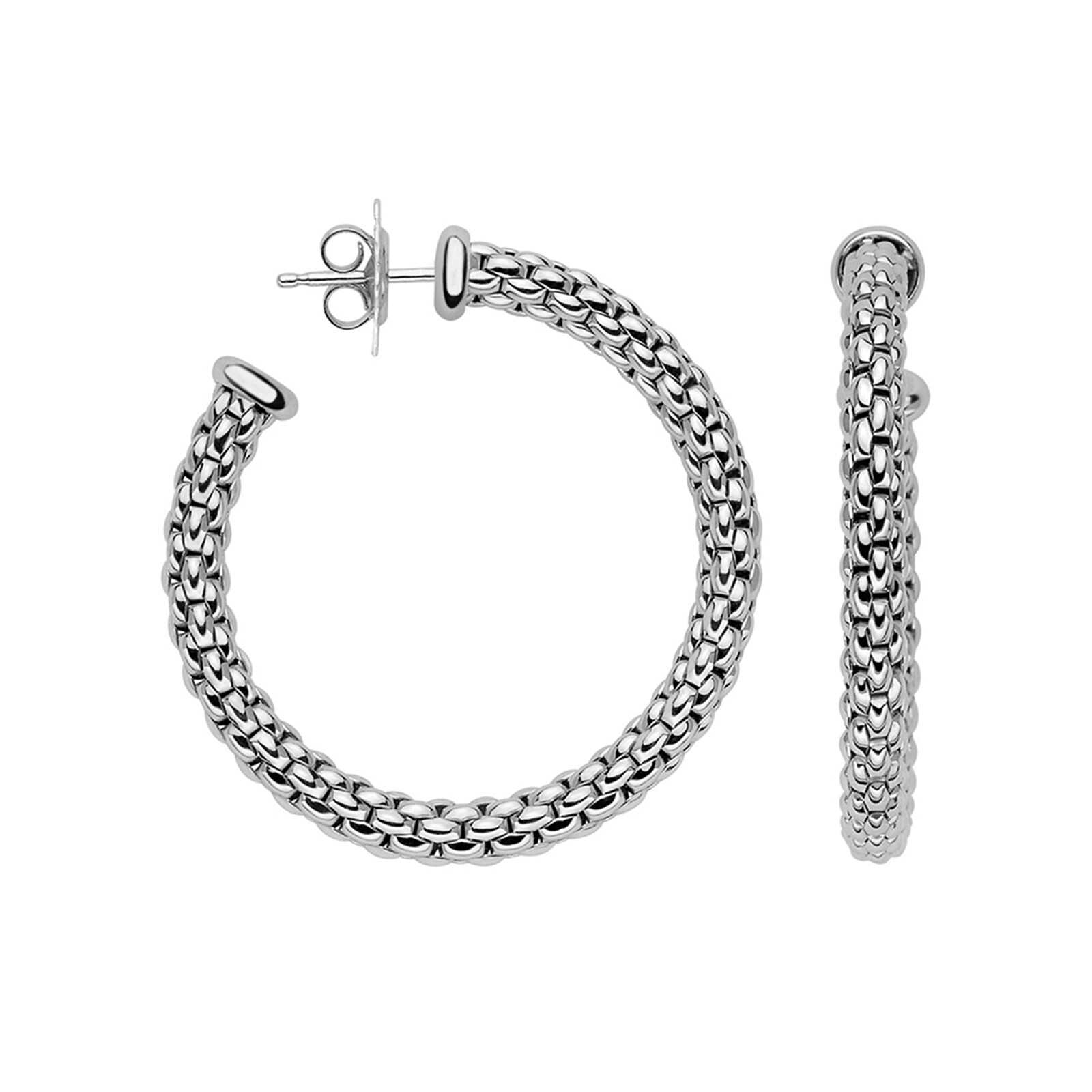 Fope Essentials 18ct White Gold Medium Hoop Earrings
