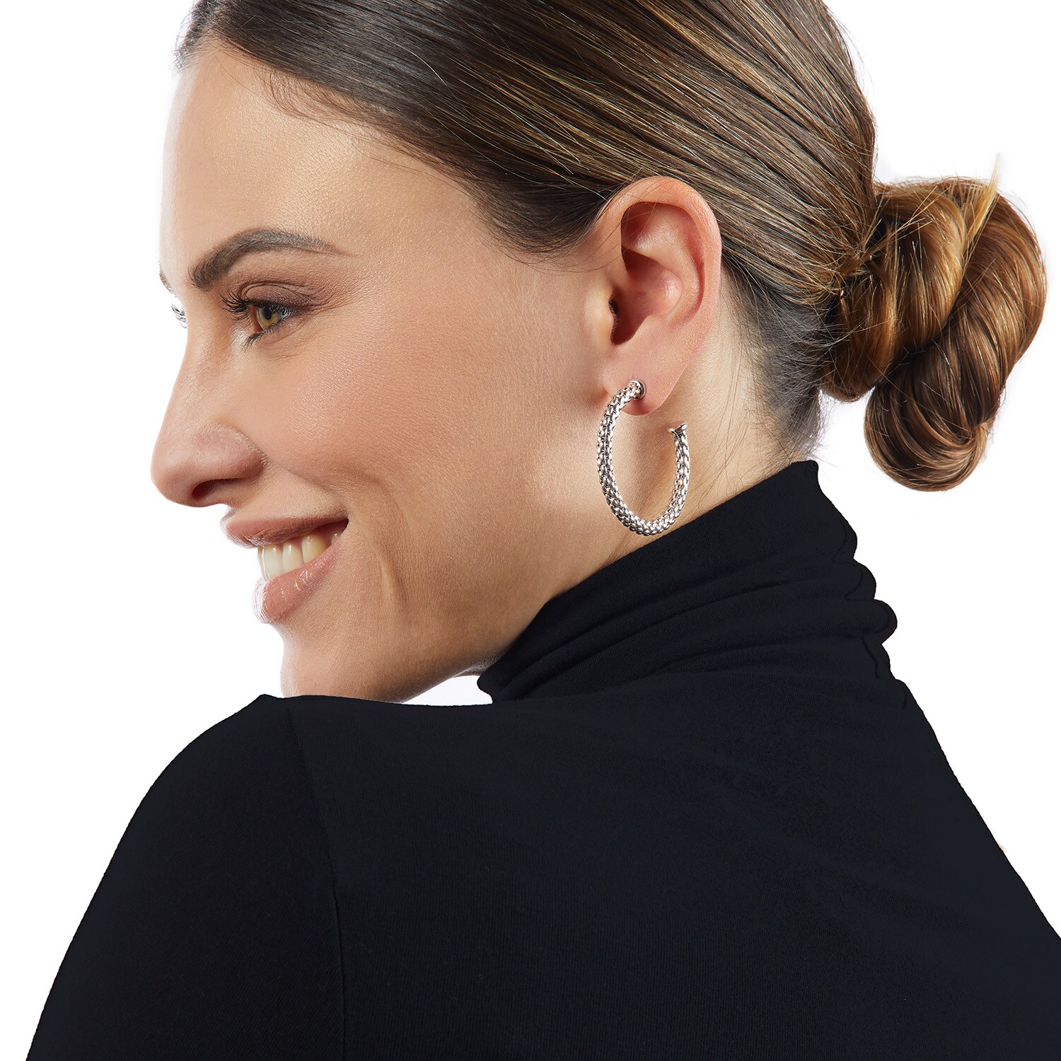 Fope Essentials 18ct White Gold Medium Hoop Earrings