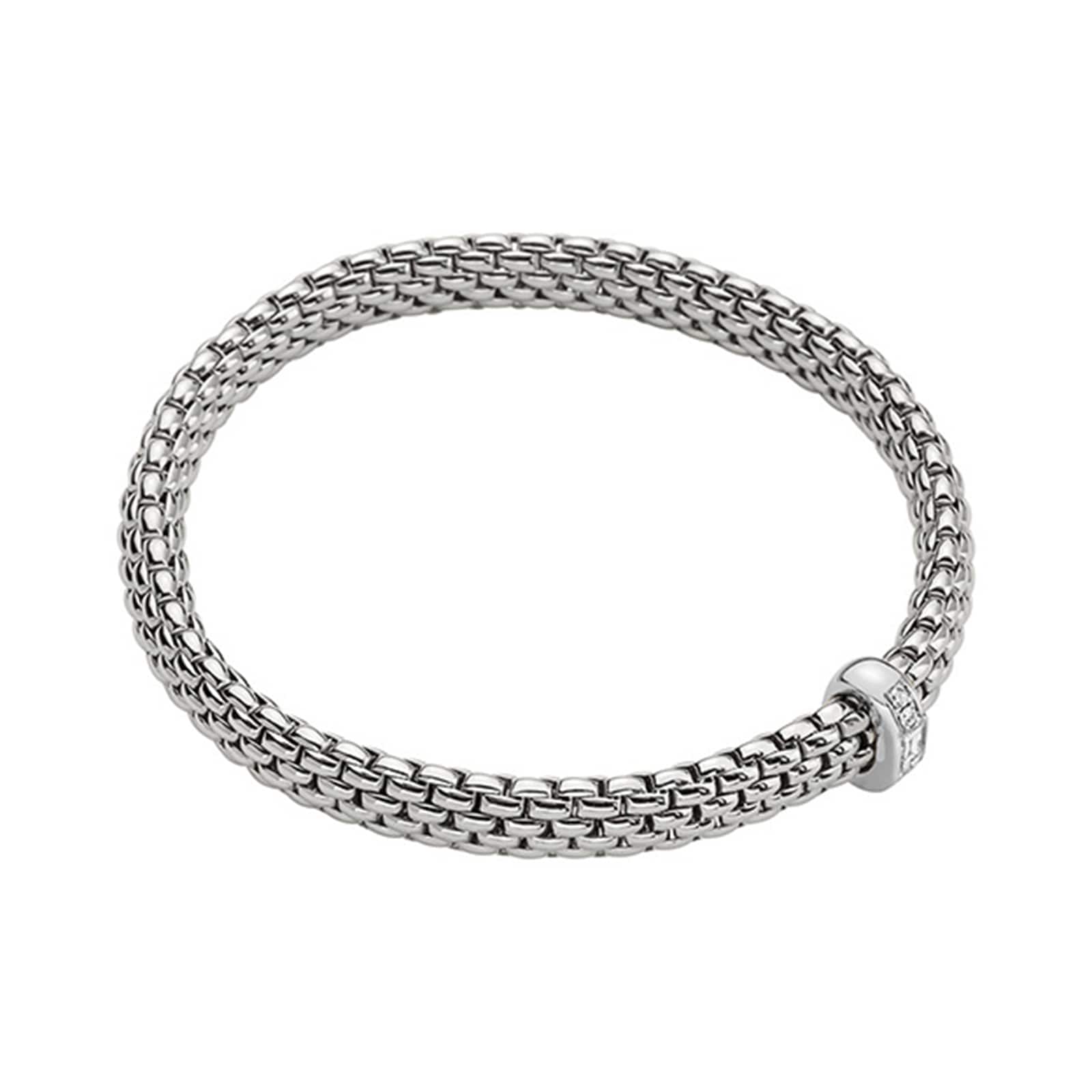 Fope 18ct White Gold Vendome Flex'it 0.24cttw Diamond Baguette Medium Bracelet