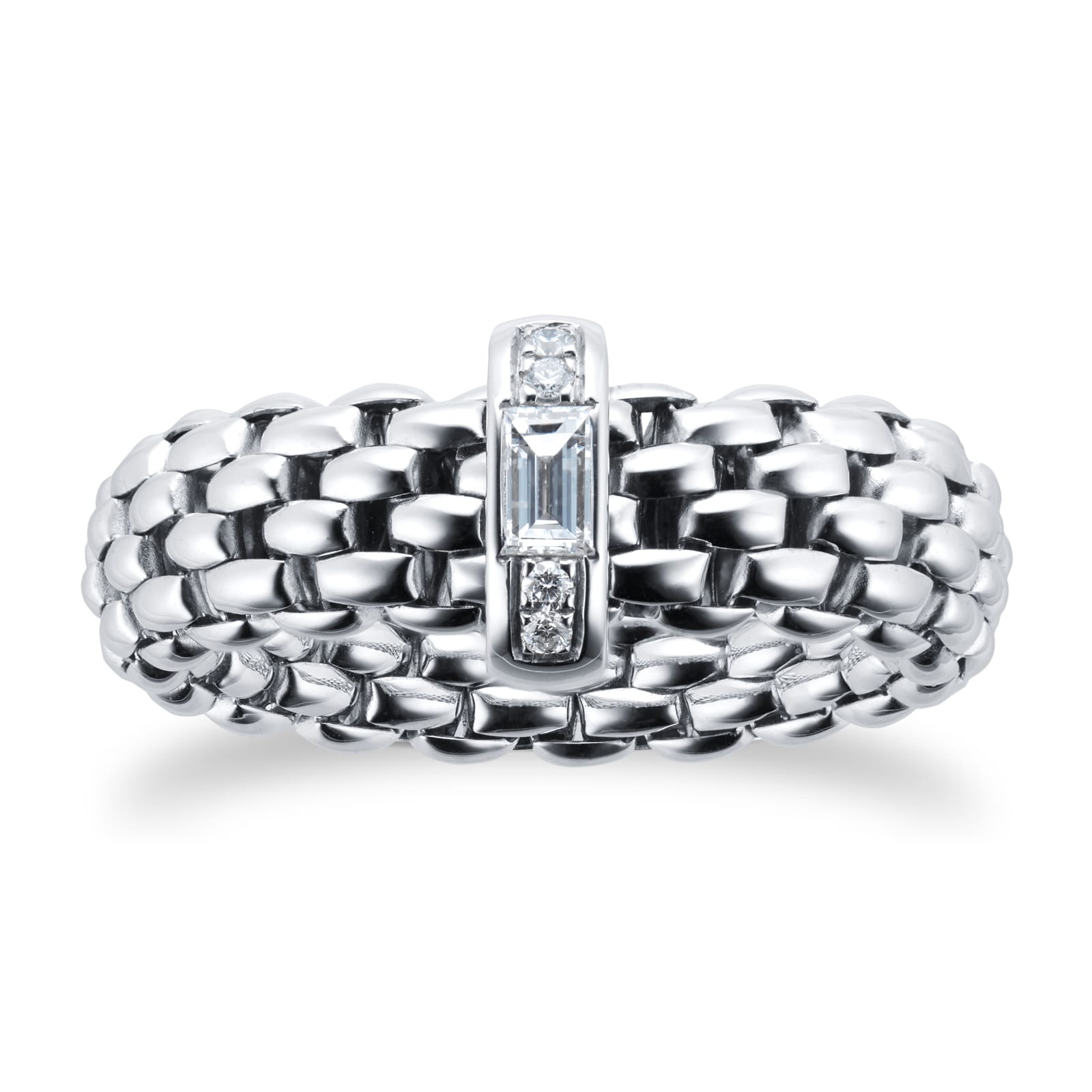 Fope 18ct White Gold Vendome Flex'it 0.24cttw Diamond Baguette Medium Ring Fope 18ct White Gold Vendome Flex'it 0.24cttw Diamond Baguette Medium Ring