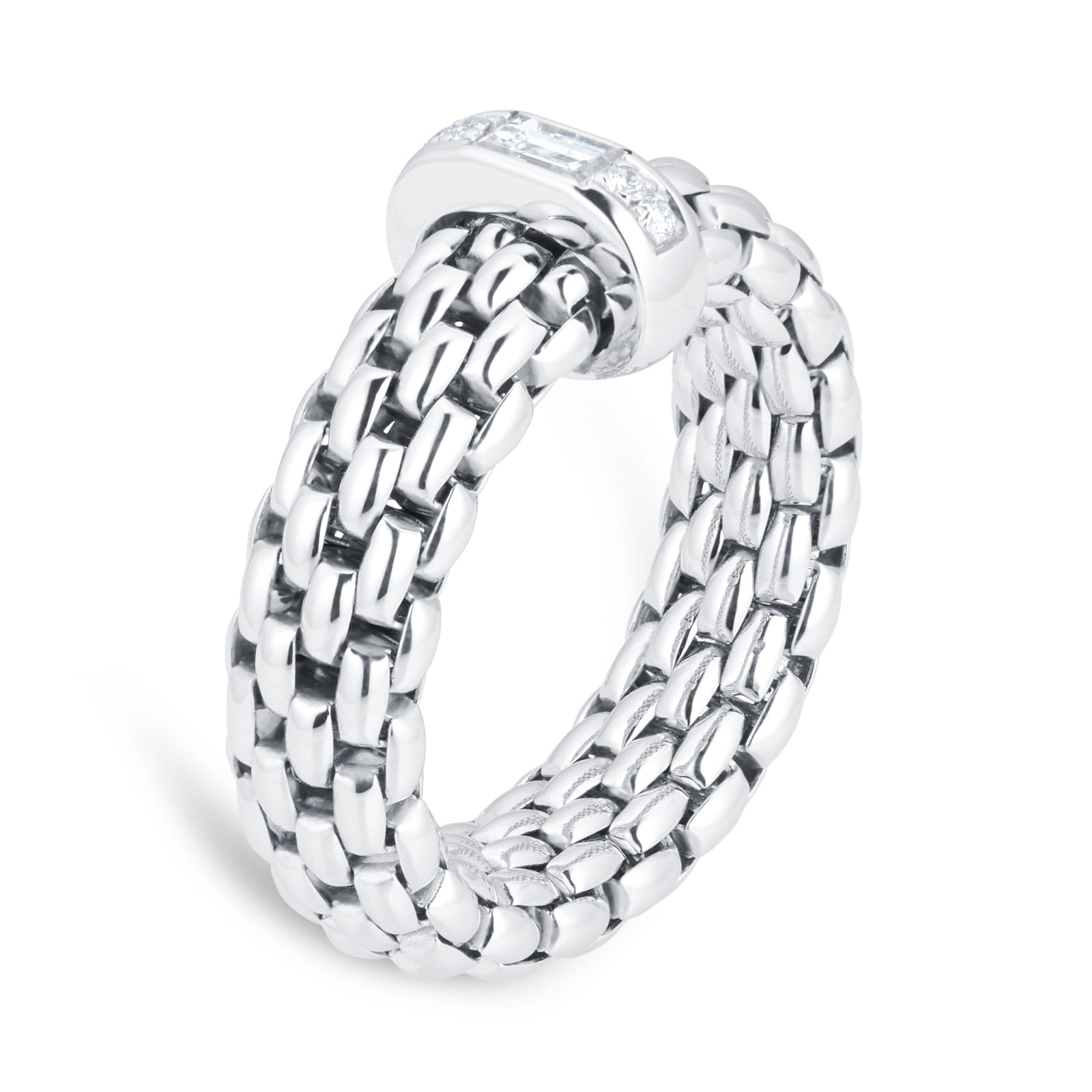 Fope 18ct White Gold Vendome Flex'it 0.24cttw Diamond Baguette Medium Ring Fope 18ct White Gold Vendome Flex'it 0.24cttw Diamond Baguette Medium Ring