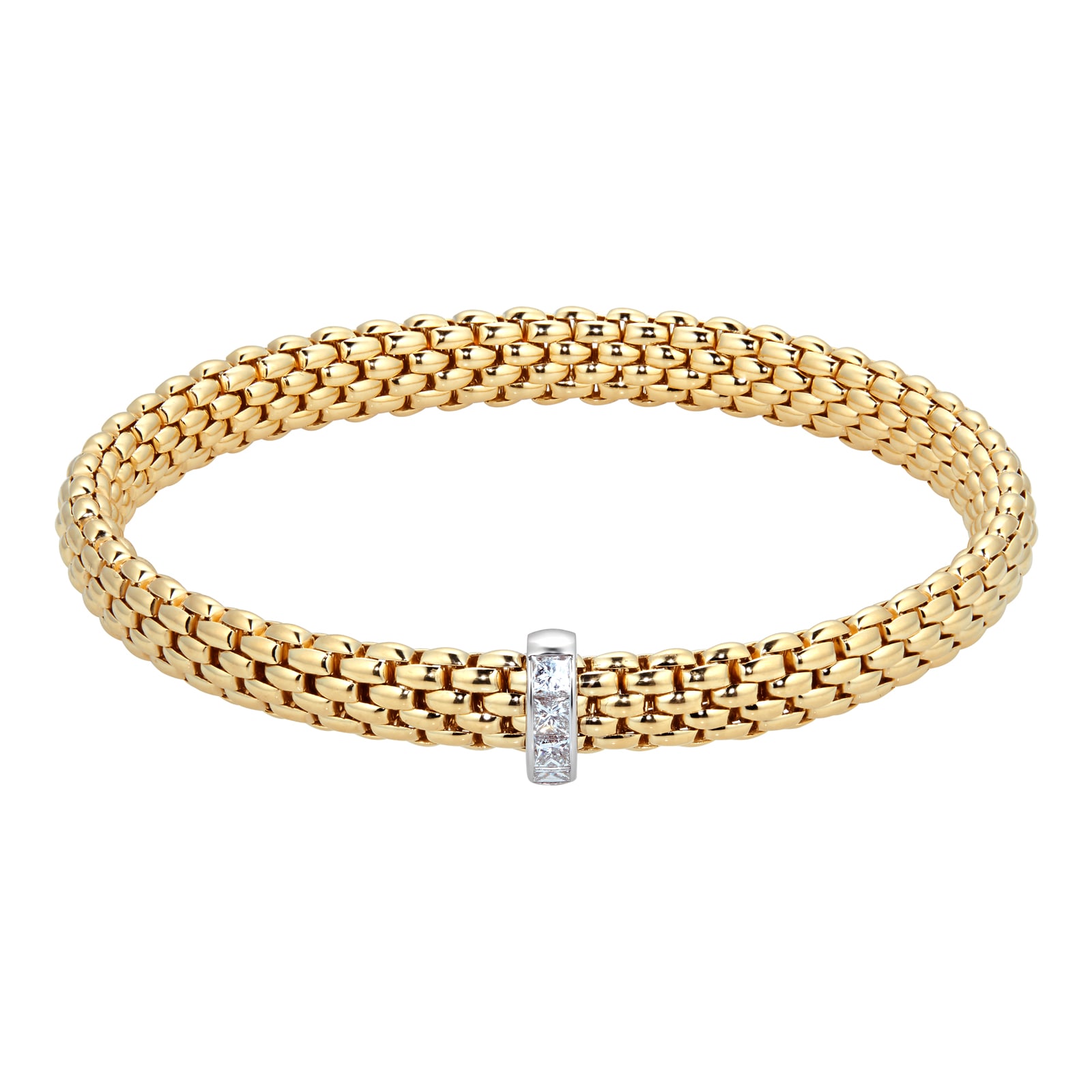 Fope 18ct Yellow Gold Vendome 0.35cttw Diamond Princess Medium Bracelet