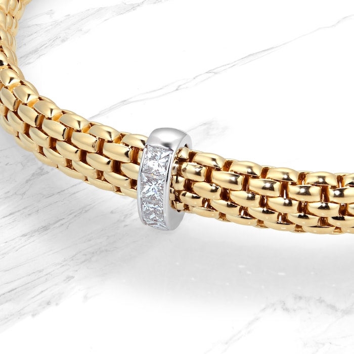 Fope 18ct Yellow Gold Vendome 0.35cttw Diamond Princess Medium Bracelet