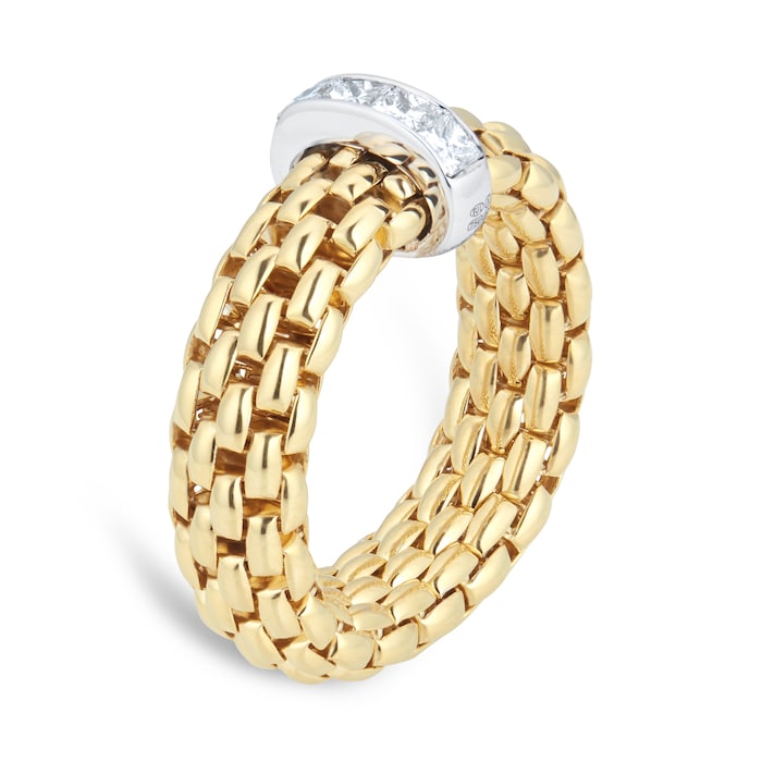 Fope 18ct Yellow Gold Vendome 0.35cttw Diamond Princess Medium Ring