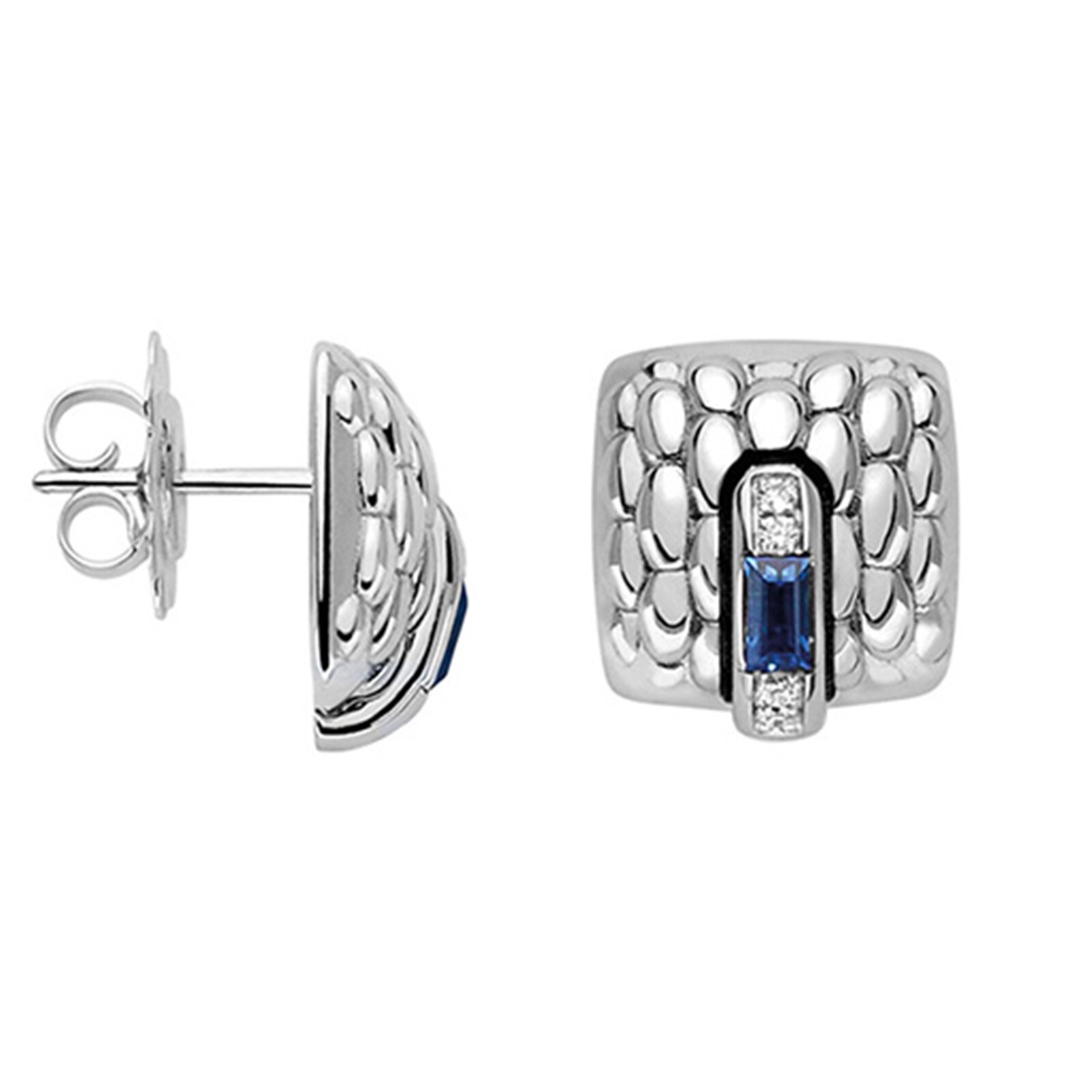 Fope 18ct White Gold Vendome Sapphire & 0.08cttw Diamond Earrings