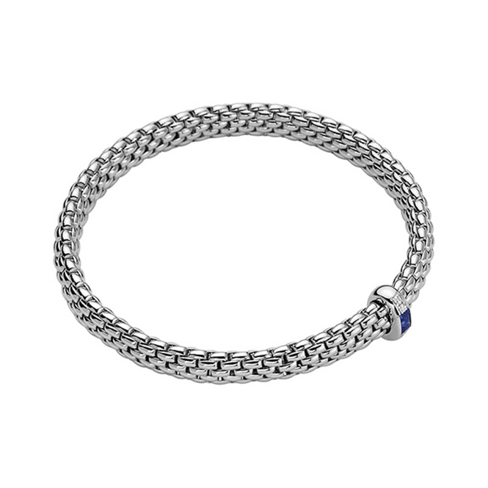 Fope 18ct White Gold Vendome Flex'it Sapphire & 0.04cttw Diamond Medium Bracelet