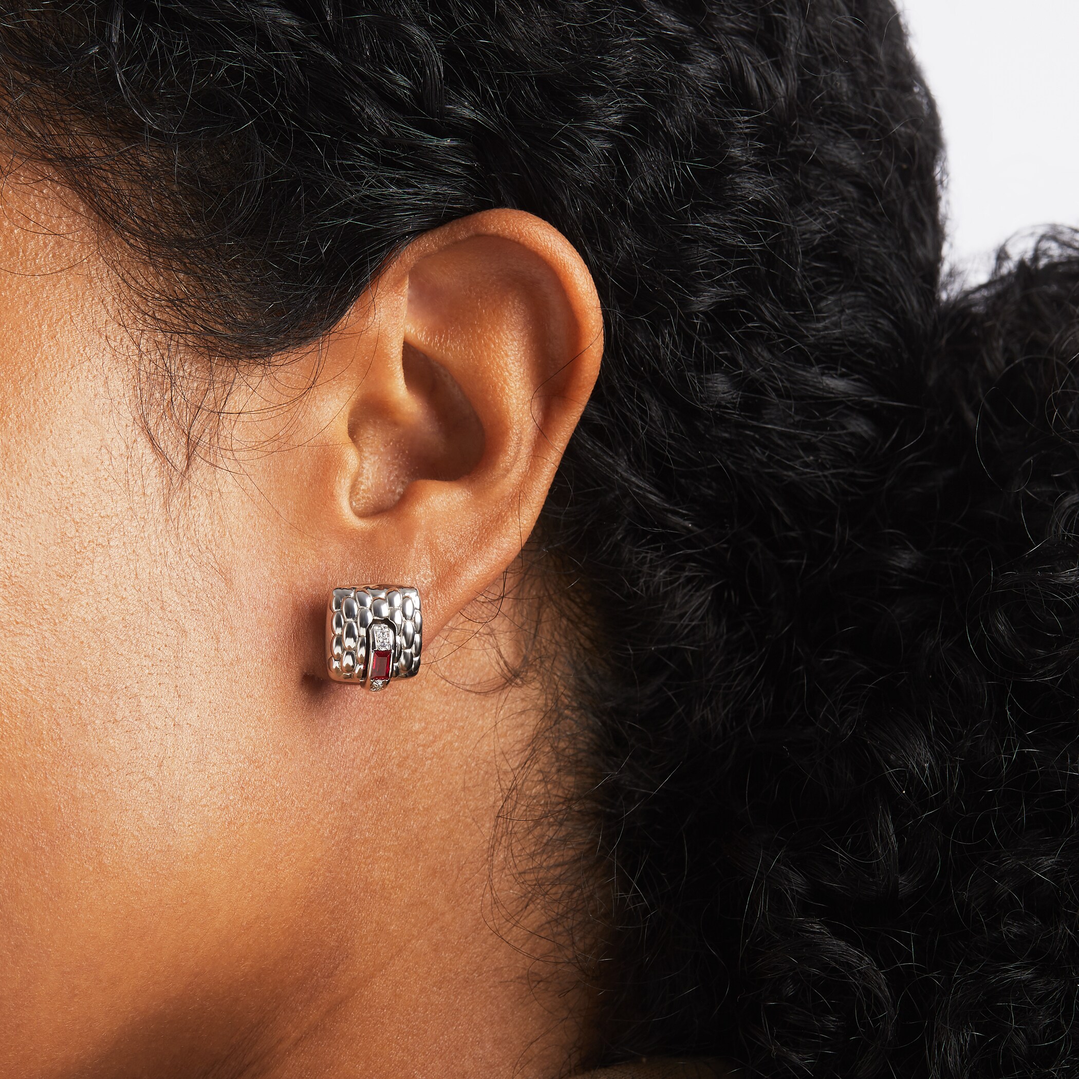 Fope 18ct White Gold Vendome Ruby & 0.08cttw Diamond Earrings Fope 18ct White Gold Vendome Ruby & 0.08cttw Diamond Earrings