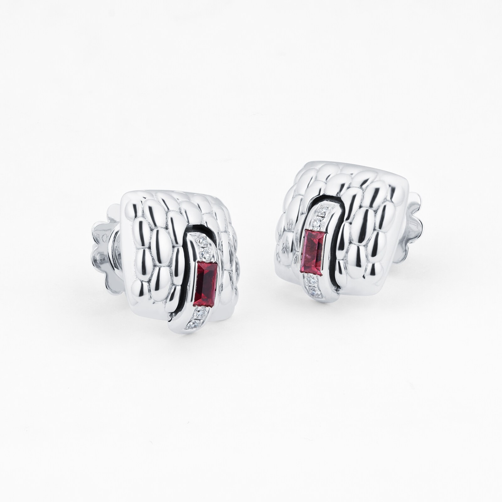 Fope 18ct White Gold Vendome Ruby & 0.08cttw Diamond Earrings Fope 18ct White Gold Vendome Ruby & 0.08cttw Diamond Earrings