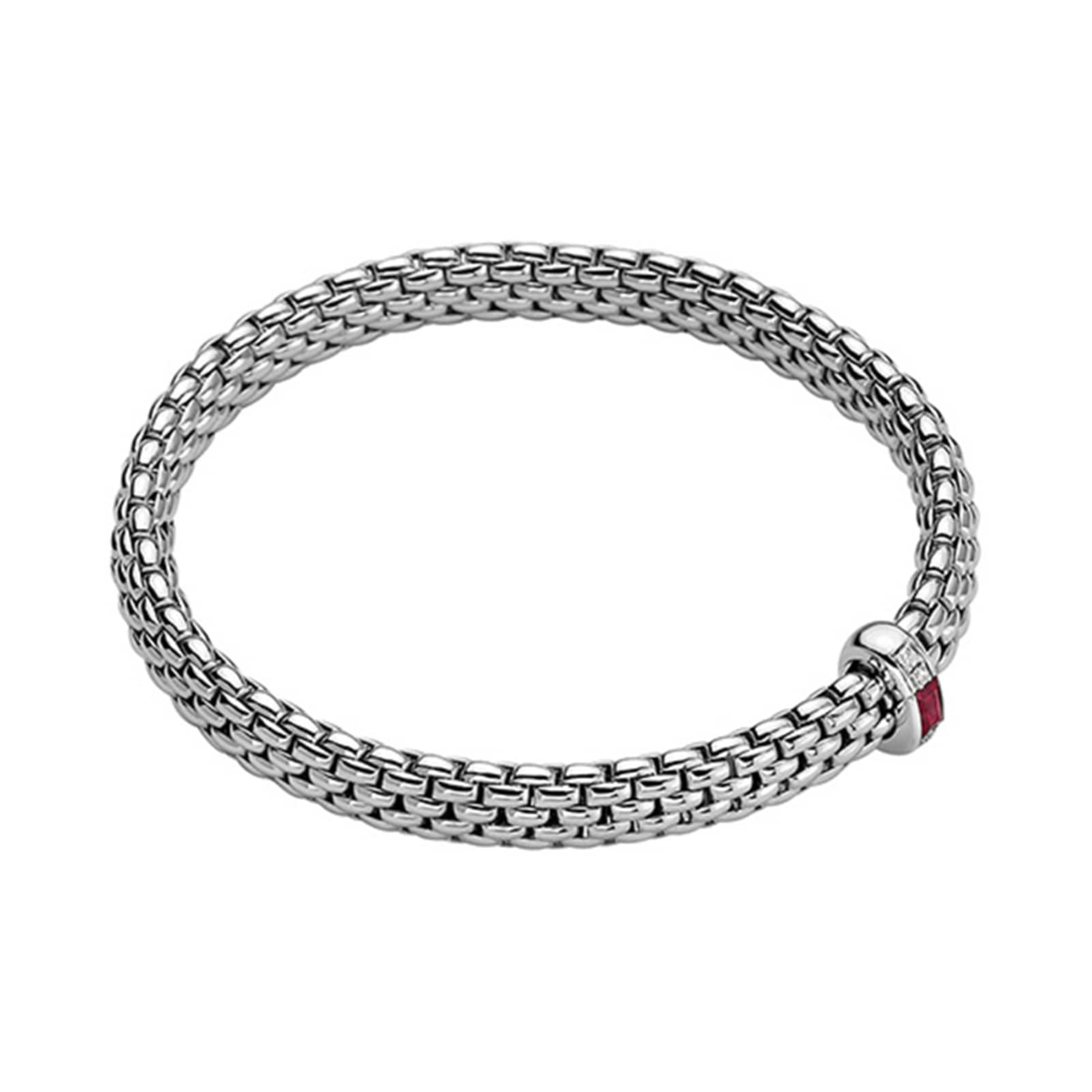 Fope 18ct White Gold Vendome Flex'it Ruby & 0.04cttw Diamond Medium Bracelet