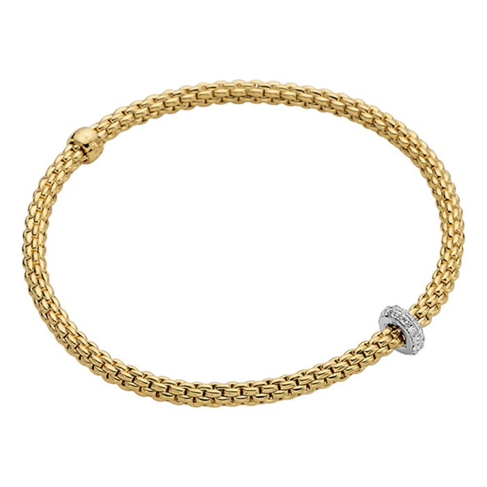 Fope 18k Yellow Gold 0.18cttw Diamond Prima Bracelet - Size XL