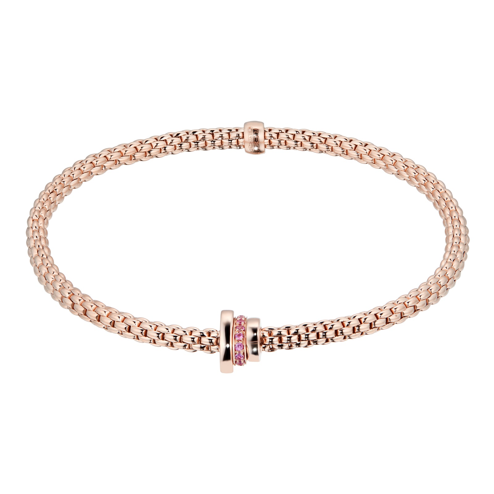 Fope Exclusive 18ct Rose Gold Flex'it Prima Pink Sapphire Medium Bracelet Fope Exclusive 18ct Rose Gold Flex'it Prima Pink Sapphire Medium Bracelet