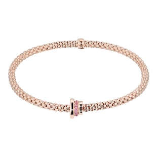 Fope Exclusive 18ct Rose Gold Flex'it Prima Pink Sapphire Medium Bracelet