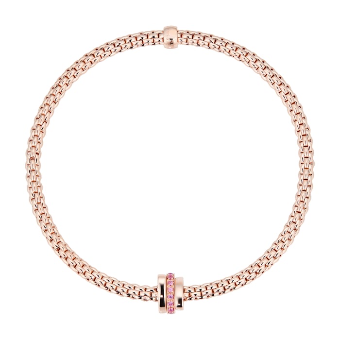 Fope Exclusive 18ct Rose Gold Flex'it Prima Pink Sapphire Medium Bracelet